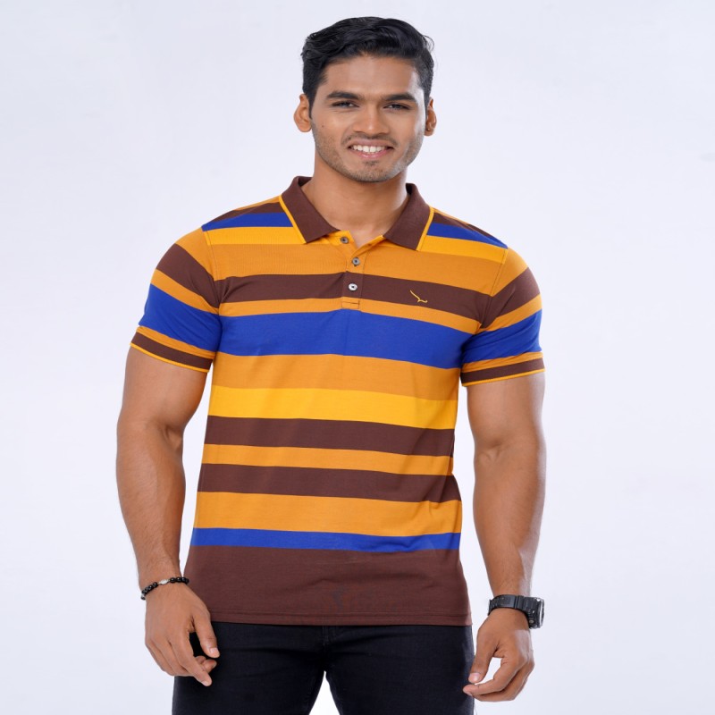 Multi-Color Cotton Stripes Polo Shirt PS-6 Images