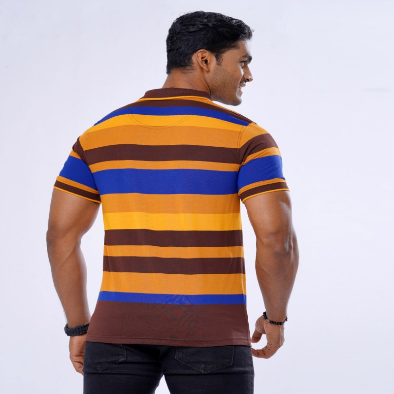 Multi-Color Cotton Stripes Polo Shirt PS-6 Images